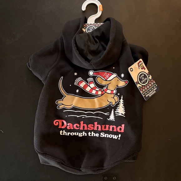 Life Is Good Black Dachshund Holiday Hoodie - Picture 1 of 4